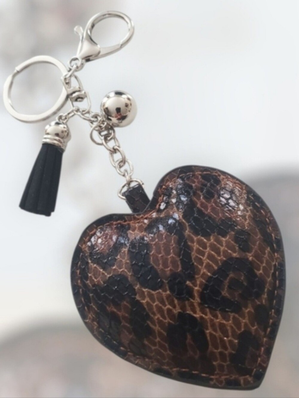 Wild Heart Leopard Puff Bag Charm & Keychain NWOT - Picture 3 of 3
